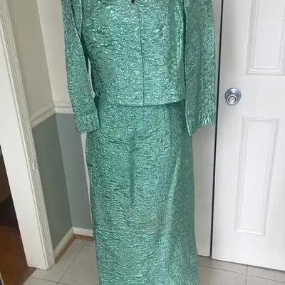 Vintage Sparkly Green Jacket, And Skirt