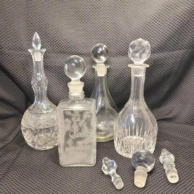 Vintage crystal and cut glass decanters and stoppers