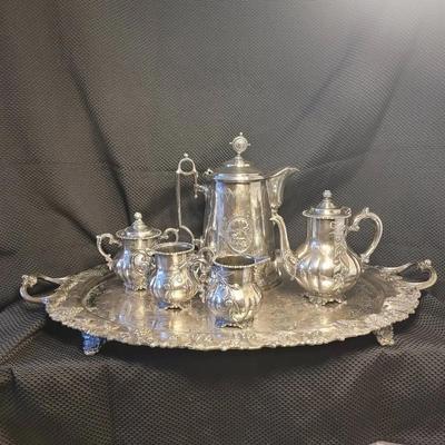 Vintage silver-plated coffee Set With Platter