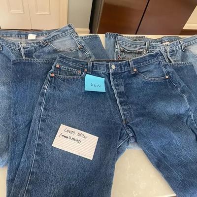 3 Pairs Of Vintage 501 Levi's Button Fly Jeans, 38x36