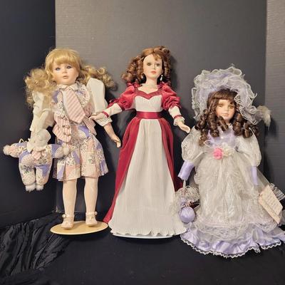 3 Porcelain Dolls inc. Connoisseur Collection