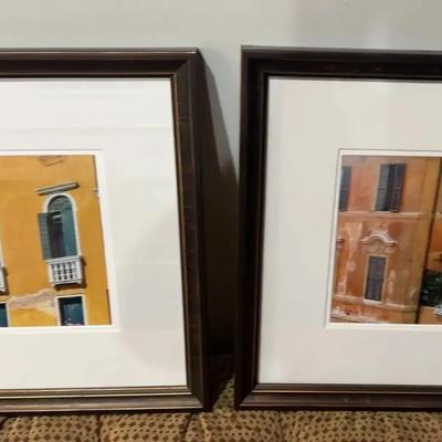4 Italian Building Photos W/Matching Frames