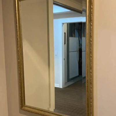 2 Rectangular Gold Mirrors 
