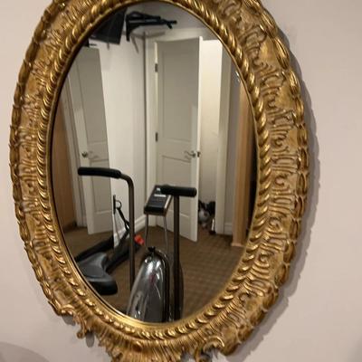 Set Of Oval Mirrors With Gold Frame