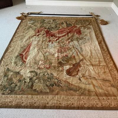 Very Large Tapestry W/Metal Bar For Hanging