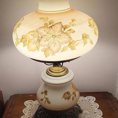 Vintage Milk Glass & Metal Table Lamp
