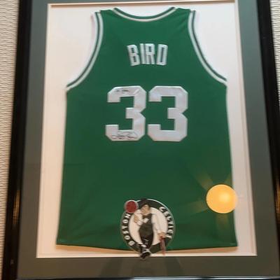 Signed Larry Bird Boston Celtics Jersey - Framed