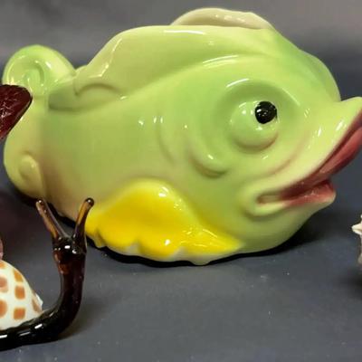 Miniature Glass Snail, Porcelain Fish Decor, And More 