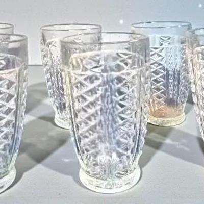 Set of 6 Vintage Anchor Hocking Diamond Clear Tumblers