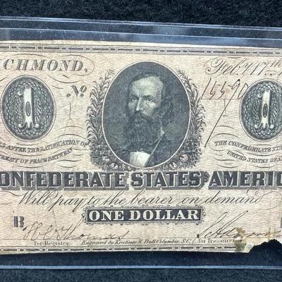 1864 Confederate CSA $1 Note