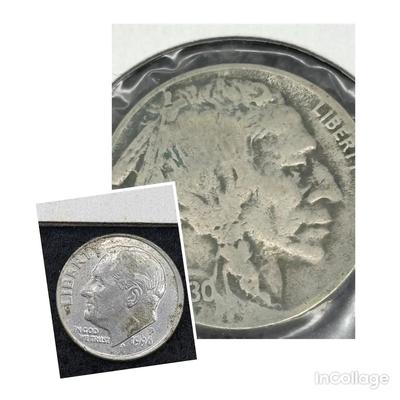 Group Of US Dimes & Buffalo Nickels 