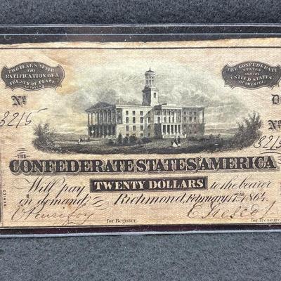 1864 Confederate $20 Note