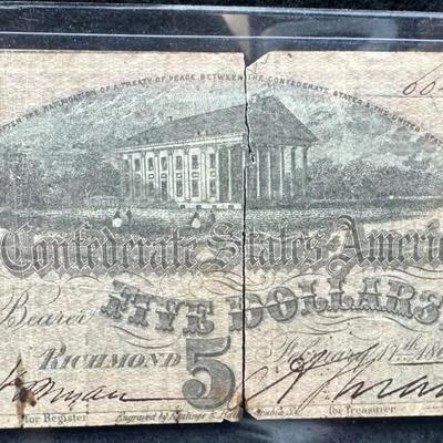 1864 Confederate CAA $5 Note
