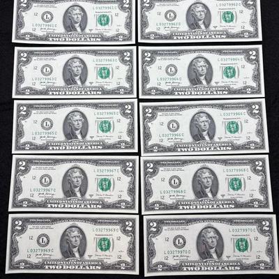 2017A $2 Federal Reserve Notes UNC Consecutive Serial Numbers