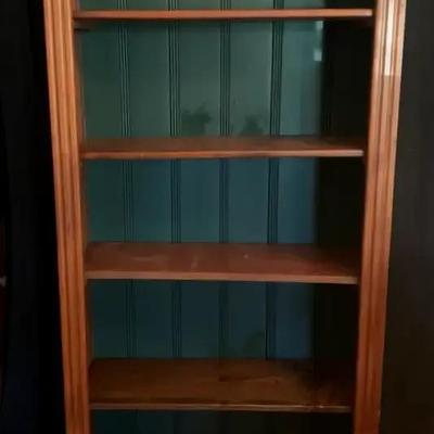 Tall Pine Bookshelf with Green Back Panel & Four Shelves