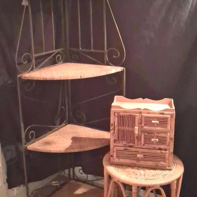 Wicker & Metal Accent Furniture Collection, featuring Corner Shelf, Side Table & Storage Box