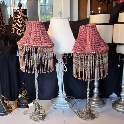 Decorative Tall Table Lamps Collection with Beaded, Crocheted, Fabric & Feathered Shades