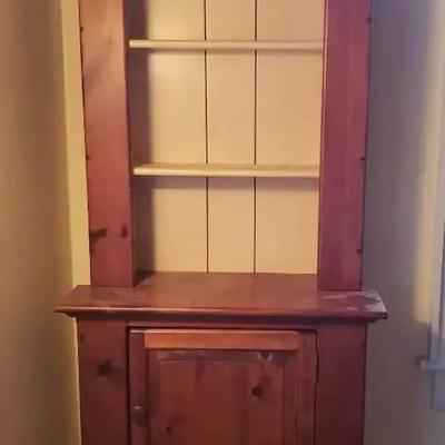 Pine Cabinet with Upper Open Shelving