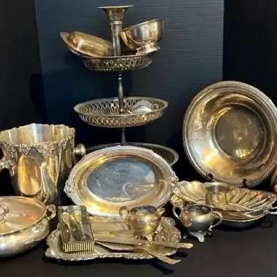 Silver-Plated Serving Collection with Three-Tier Server
