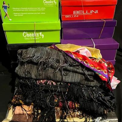 New Women’s Shoes, Size 8, with Fashion Scarves
