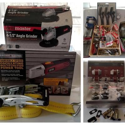 Power Tools, Ratchet Tie-Down & Assorted Hardware Collection