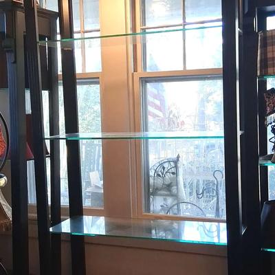 Lighted Black Wood & Glass Display Cabinet