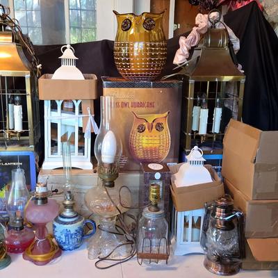 Electric & Decorative Lantern Collection with Ceiling Fixtures, Oil Lamps & Glass Accents