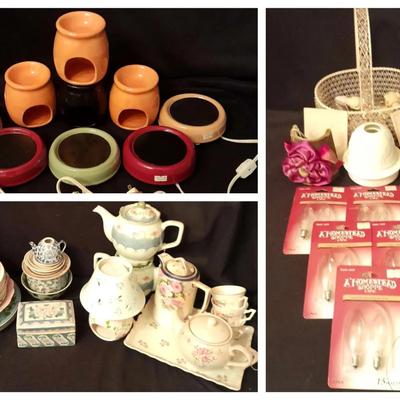Pink & Blue Teapots, Tea Dishes, Wax Warmers, and Night Lights