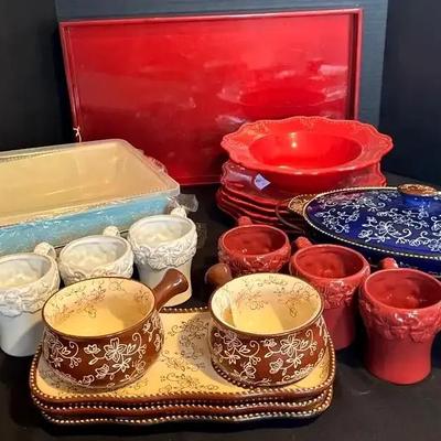 Vera Bradley Dinnerware with Temp-Tations Covered Casseroles and Mugs