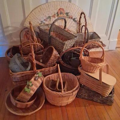 Large Collection of Wicker Picnic & Storage Baskets