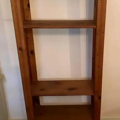 Pine Bookcase with Carved Side Details