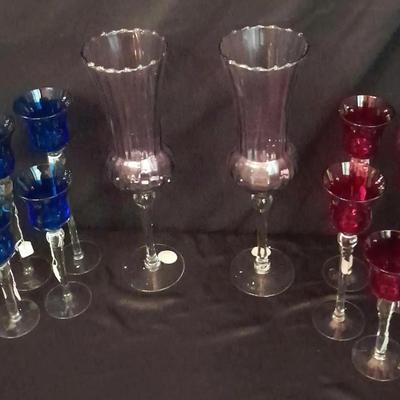 Sorelle Colorful Stemmed Glassware Collection with Tall Vases