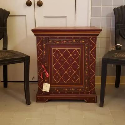 Hand Painted ForeSide Art Accent Table with Shell-Back Chairs
