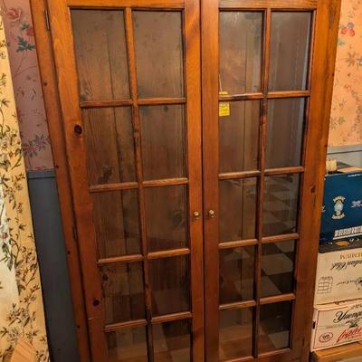 Pine Glass-Front Display Cabinet