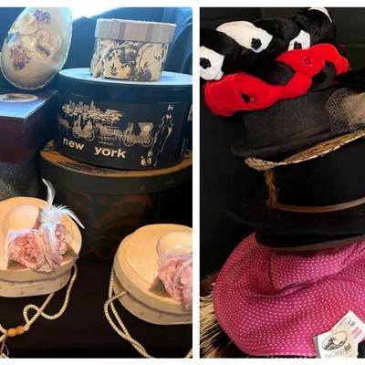 Vintage Hats with Decorative Hat Boxes Collection