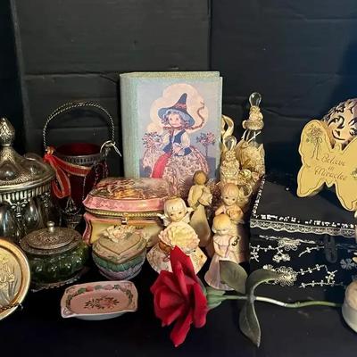 Whimsical & Eccentric Decorative Collection Featuring Figurines, Trinket Boxes & Bunny Accent