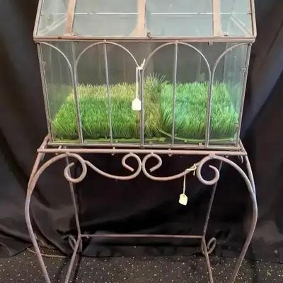 Glass & Metal Terrarium on Decorative Metal Stand