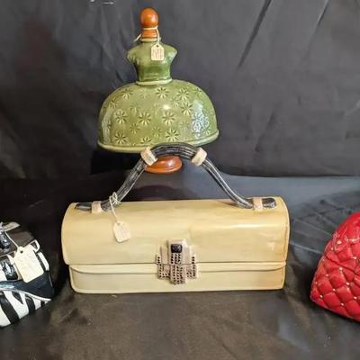 Decorative Ceramic Purse Containers & Glazed Terracotta Dress Form