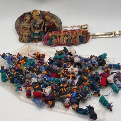 (2) Guatemalan Barrettes & Bag Of Worry Dolls 