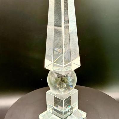 (2) Glass & Crystal Obelisks