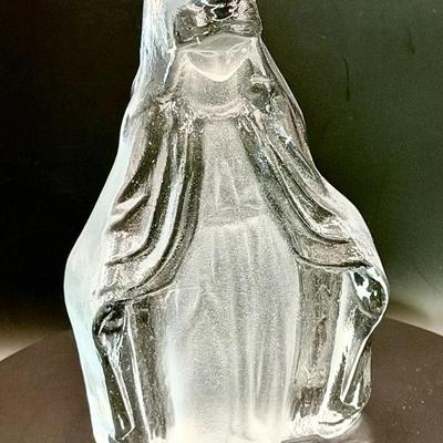 Viking Art Glass Virgin Mary statue With Sticker 