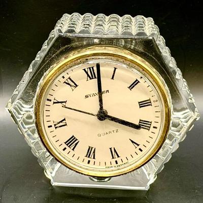 West Germany Sticker Staiger lead crystal desk clock with a quartz movement