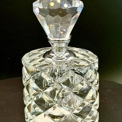 (2) Crystal Cylindrical Perfume Bottles 