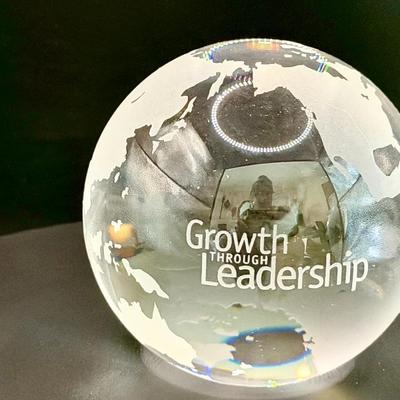 "Growth Through Leadership" Glass Paperweight 