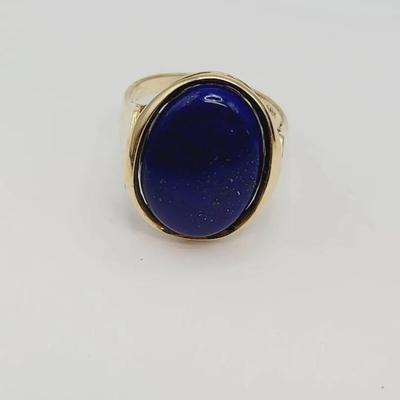 Vintage 14k Lapis Egyptian Revival Sz 7 Ring