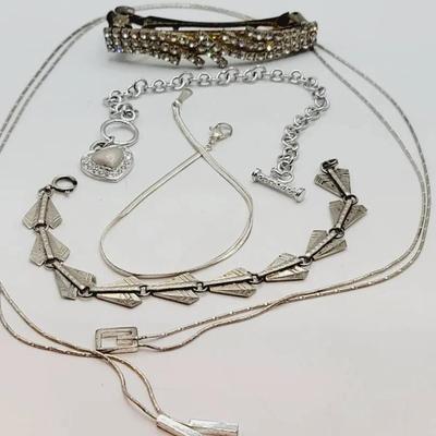 Silvertone Sparkle Vintage And Mod Jewelry Lot