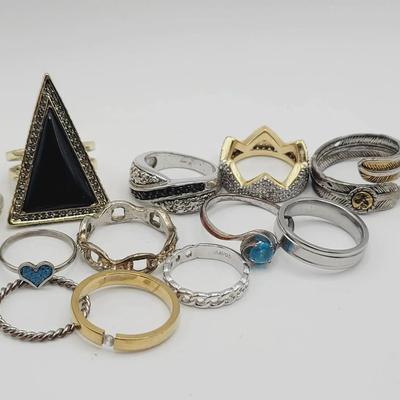 Costume Jewelry Ring Lot Mixed Sizes And Age