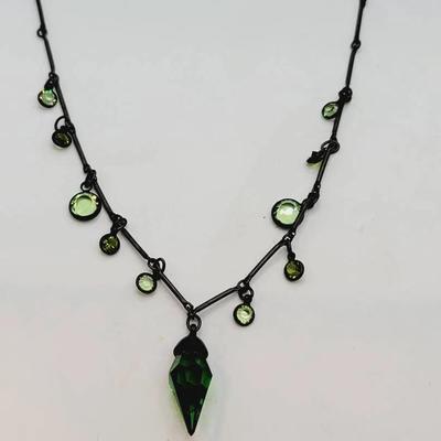 Top Shelf Jewelry Green Czech Drop Necklace 