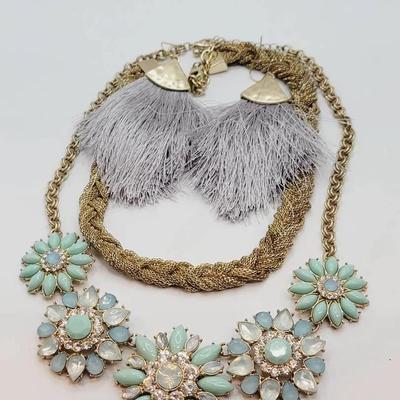 Golden Ocean 3pc Jewelry Lot Necklaces Earrings