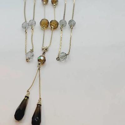 Faceted Bead Vintage Necklaces 3pc Gold Tone